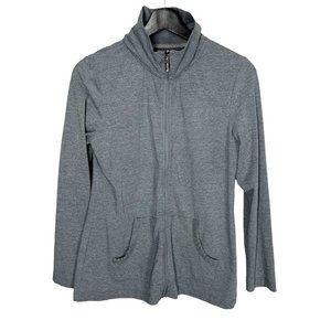 Soma Grey Fitted Long Sleeve Zip Up Mock Neck Sweater Small